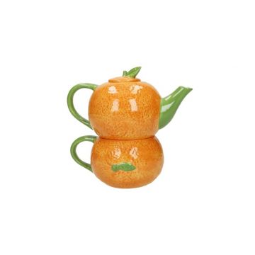 Ceainic cu ceasca 2in1, Brandani, Orange, 17x11x16 cm, dolomit, portocaliu