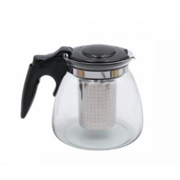 Ceainic cu infuzor, termorezistent, otel inoxidabil, negru, 900 ml