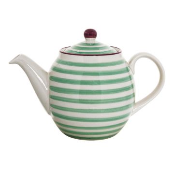 Ceainic din gresie ceramică Bloomingville Patrizia, 1,2 l, alb-verde