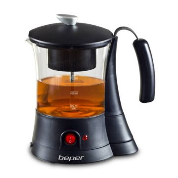 Ceainic electric Beper, 600 W, 700 ml, filtru detasabil, Negru