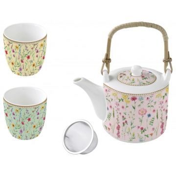 Set Ceainic Ceramica si 2 Cesti Meadow Flowers